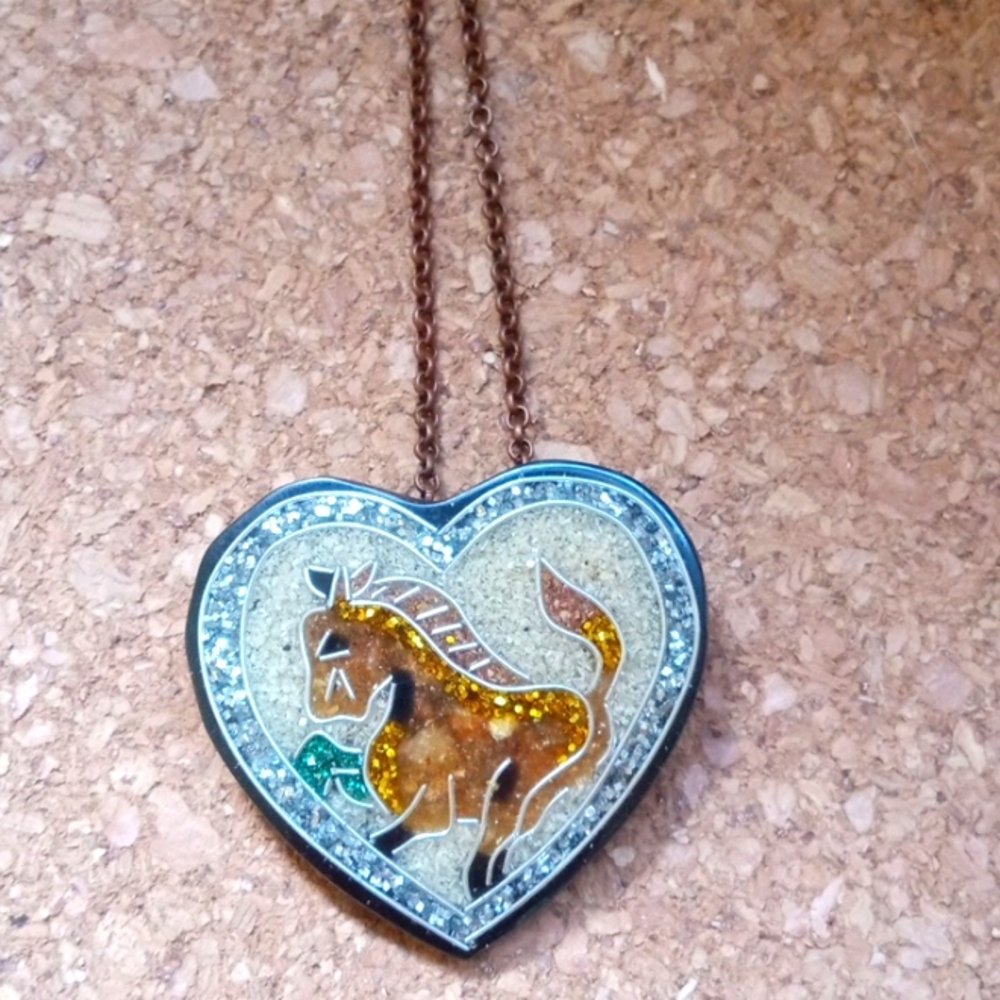 Sparkly Handmade Horse Design Resin Pendant/Brooch